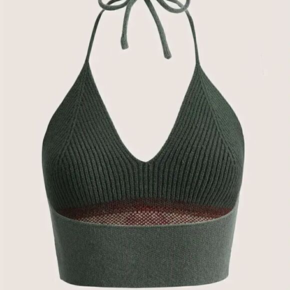 NEW! Y2K Mushroom Graphic Knit Halter Crop Top Sexy Casual Summer Sweater Retro - Picture 2 of 5